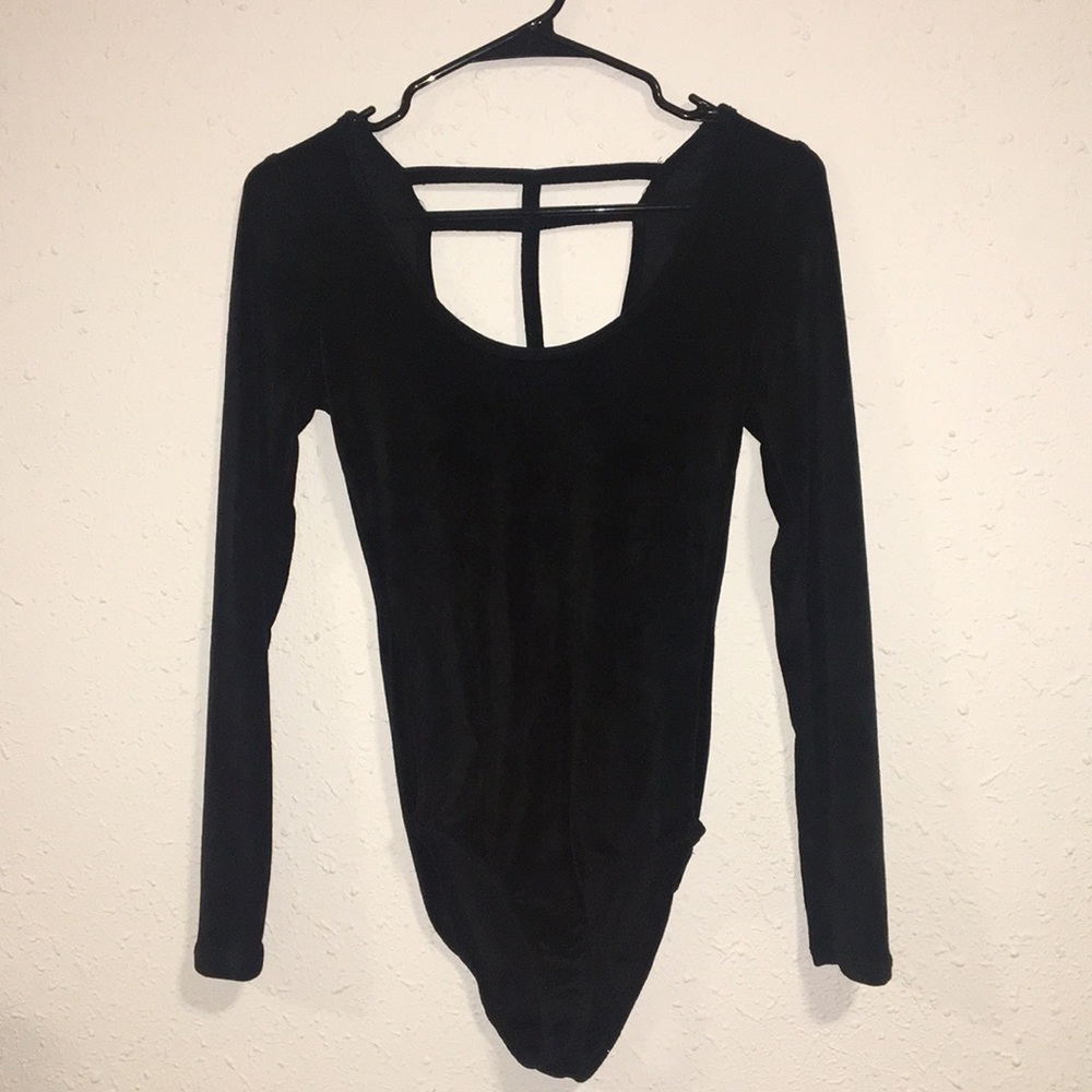 Black velvet body suit